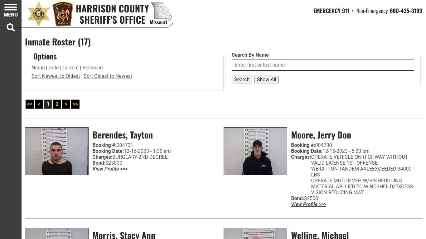 Inmate Roster - Current Inmates Booking Date Descending - Harrison ...